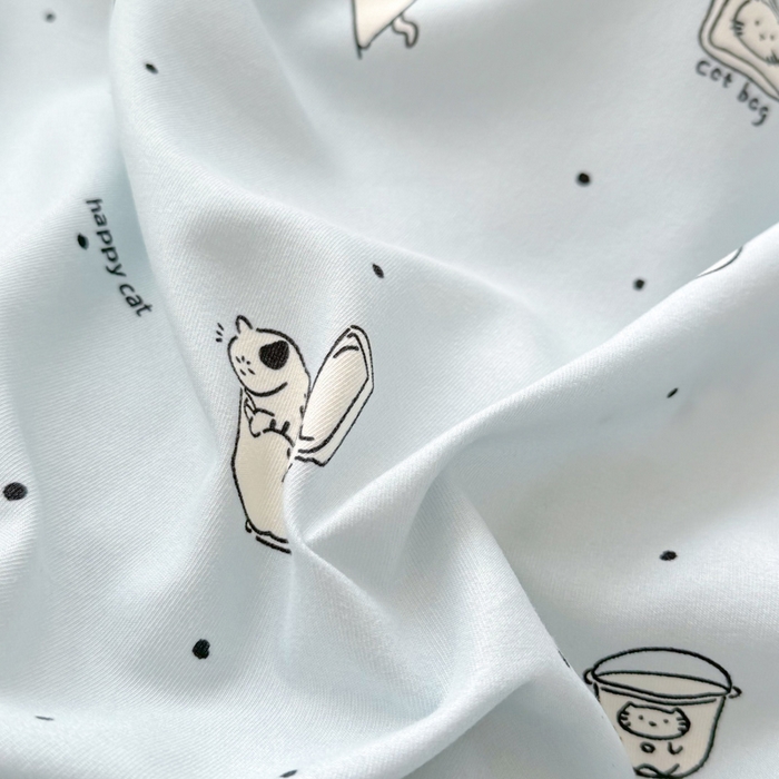 91家纺网 家纺一手货源 找家纺 丝芙妮家居2025新款水洗针织棉双层纱印花四件套 奇异猫