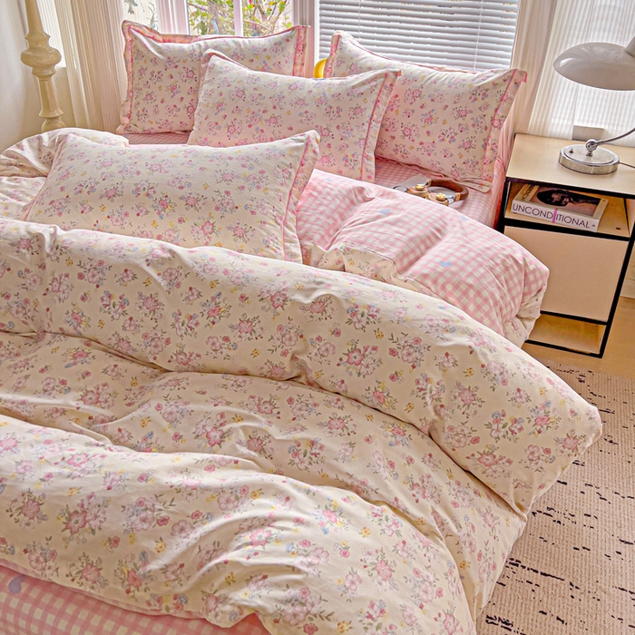 91家纺网 家纺一手货源 找家纺 暖芯优选 2025新款全棉纯棉一字绣四件套系列 春日限定