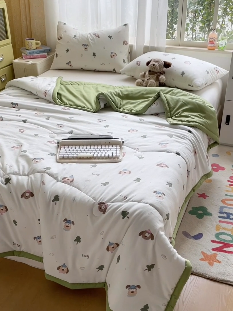 91家纺网 家纺一手货源 找家纺 美澳家纺 2025新款水洗棉印花夏被夏凉被空调被 幸运狗