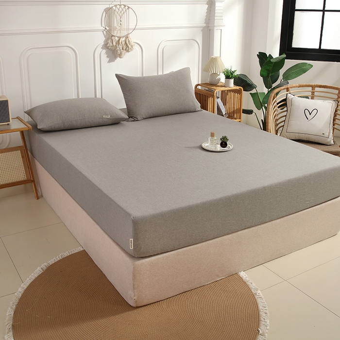 91家纺网 家纺一手货源 找家纺 恋之语 2025新款全棉纯棉色织床笠单品单床笠床笠单件 冰山灰