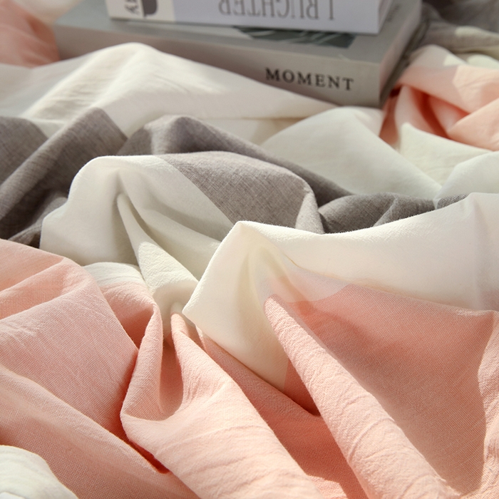91家纺网 家纺一手货源 找家纺 恋之语 2025新款全棉纯棉色织被套单品单被套被套单件 简约粉灰条