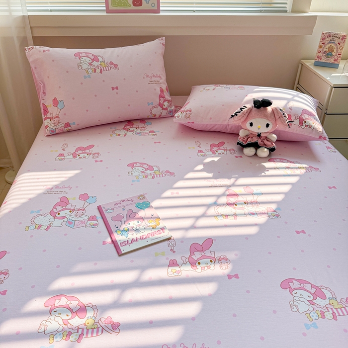 91家纺网 家纺一手货源 找家纺 呗旺鹿 2025新款正版三丽鸥全棉13372单品床笠 童趣美乐蒂