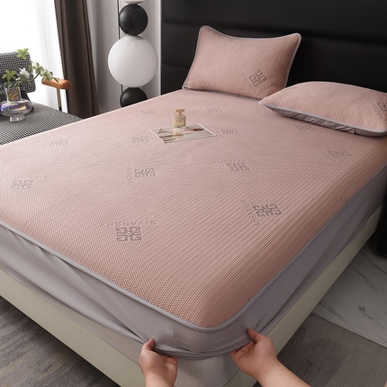 绒多多 2025新款A类凉感冰豆豆席子凉席床笠款 豆沙粉