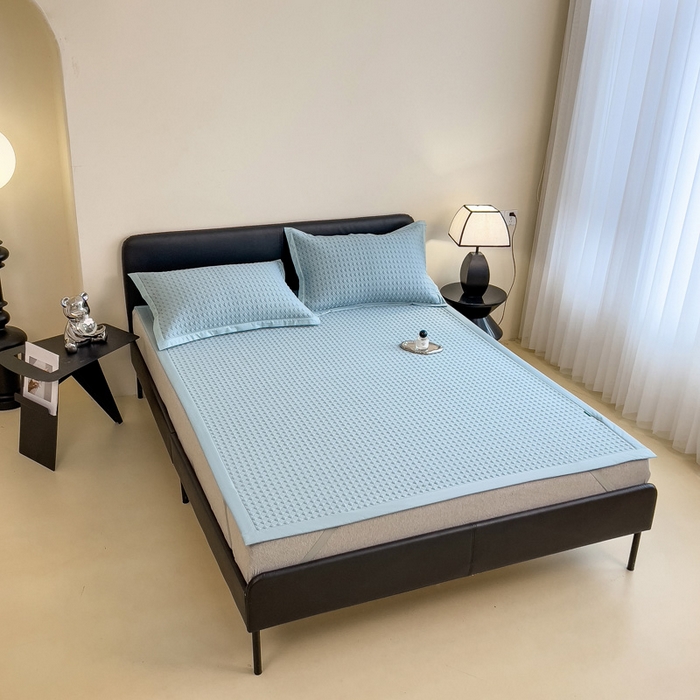 91家纺网 家纺一手货源 找家纺 （总）席世家 2025新款凉感席冰豆豆席子三套件凉席床笠