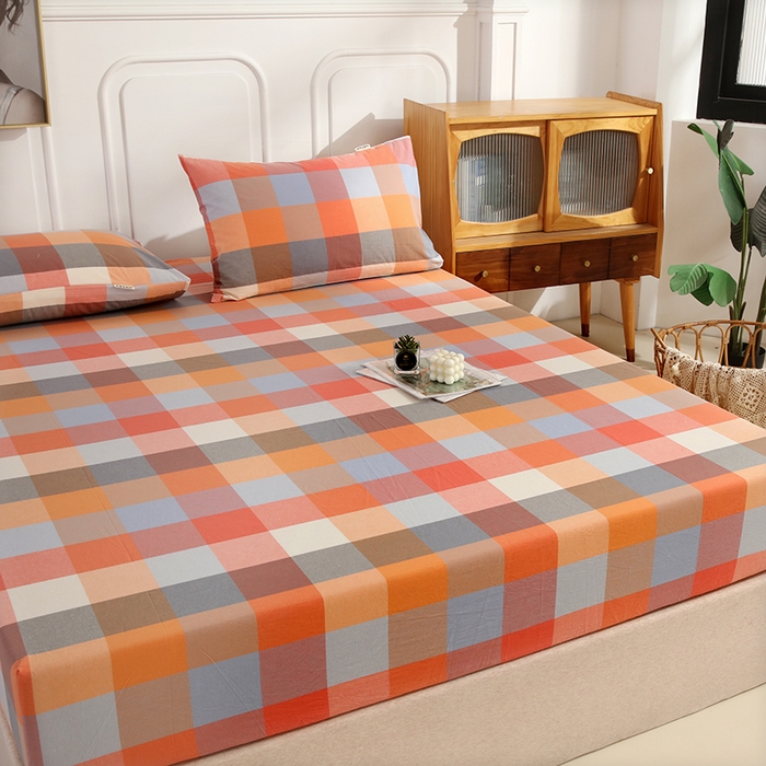 91家纺网 家纺一手货源 找家纺 恋之语 2025新款全棉纯棉色织床笠单品单床笠床笠单件 爱玛橙