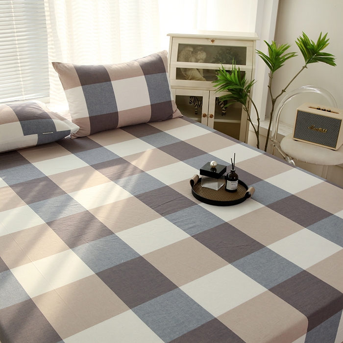 91家纺网 家纺一手货源 找家纺 恋之语 2025新款全棉纯棉色织床笠单品单床笠床笠单件 蓝大格