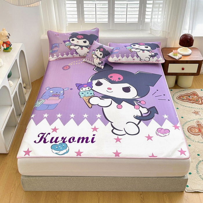 91家纺网 家纺一手货源 找家纺 ds生活馆 2025新款大版卡通牛奶丝凉席冰激凌库洛米