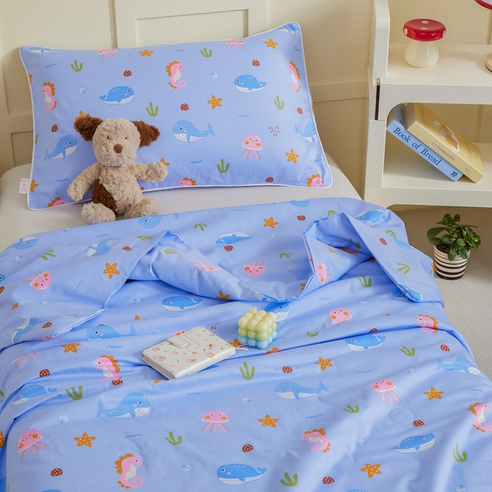 91家纺网 家纺一手货源 找家纺 ds生活馆 2025新款儿童学生纯棉精梳棉系列单夏被 海底世界