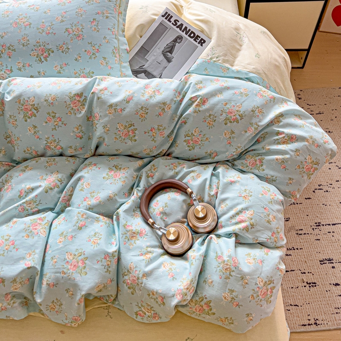 91家纺网 家纺一手货源 找家纺 暖芯优选 2025新款全棉纯棉一字绣四件套系列 素雅花香