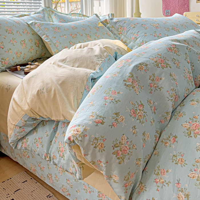 91家纺网 家纺一手货源 找家纺 暖芯优选 2025新款全棉纯棉一字绣四件套系列 素雅花香