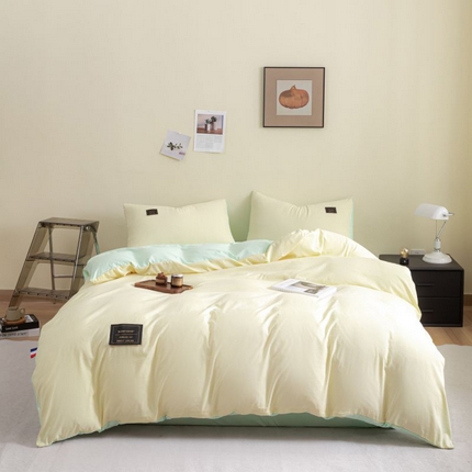 91家纺网 家纺一手货源 找家纺 （总）恋之语 2025新款90克纯色双拼四件套