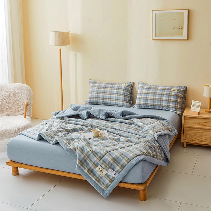 91家纺网 家纺一手货源 找家纺 恋人优选 2025新款纯棉色织水洗夏被 莫妮兰