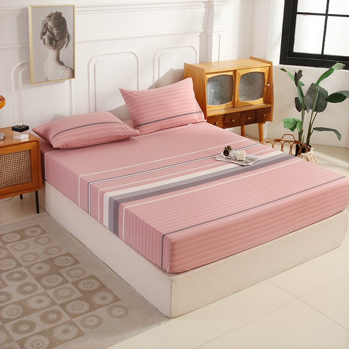 91家纺网 家纺一手货源 找家纺 恋之语 2025新款全棉纯棉色织床笠单品单床笠床笠单件 丽人粉