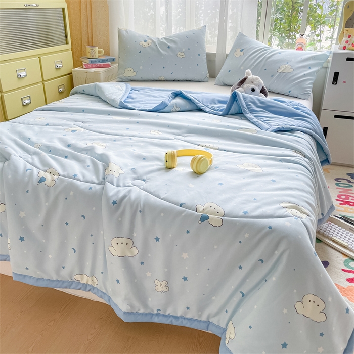 91家纺网 家纺一手货源 找家纺 美澳家纺 2025新款水洗棉印花夏被夏凉被空调被 心悦狗