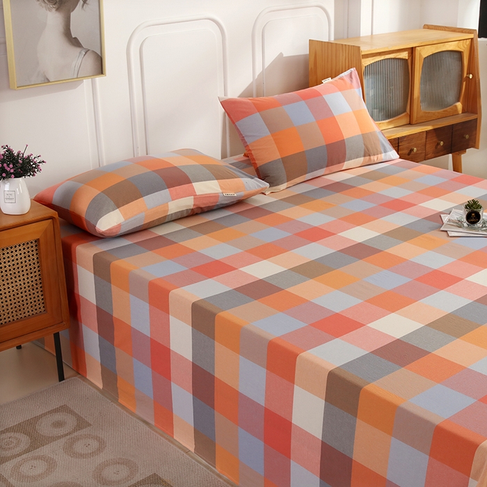 91家纺网 家纺一手货源 找家纺 恋之语家纺 2025新款全棉纯棉色织床单单品单床单床单单件 爱玛橙