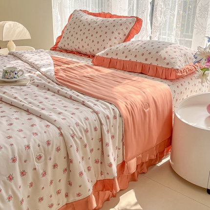 慕晨 2025新品天丝莫代尔夏被床盖四件套天丝夏凉被直播热款夏被四件套 恰好时光