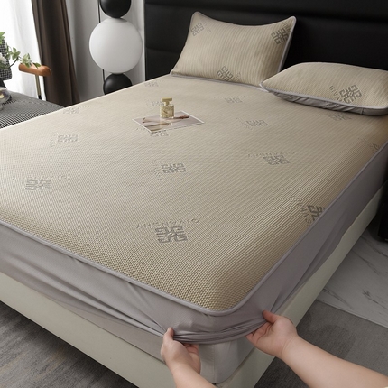 91家纺网 家纺一手货源 找家纺 （总）绒多多 2025新款A类凉感冰豆豆席子凉席床笠款