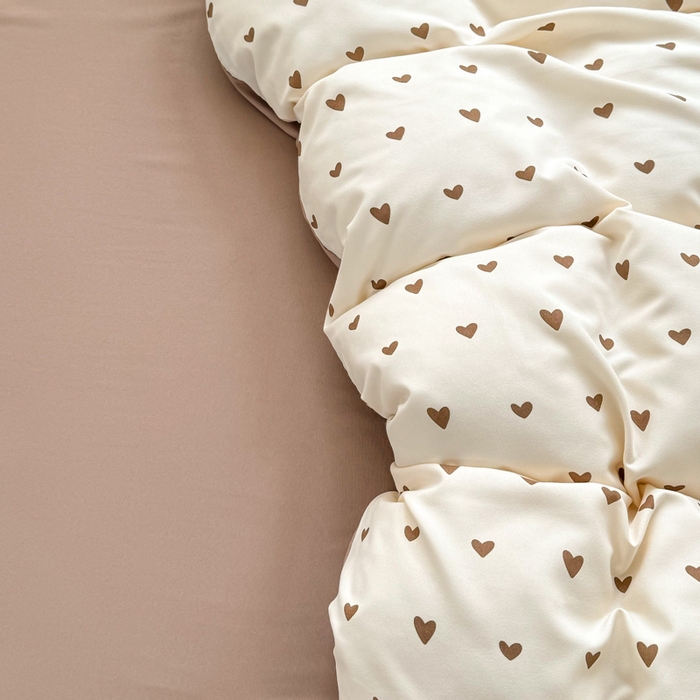 91家纺网 家纺一手货源 找家纺 丝芙妮家居2025新款水洗针织棉双层纱印花四件套 甜心