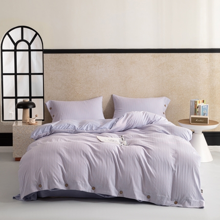 91家纺网 家纺一手货源 找家纺 （总）恋之语 2025新款亲肤舒适提花纽扣款四件套