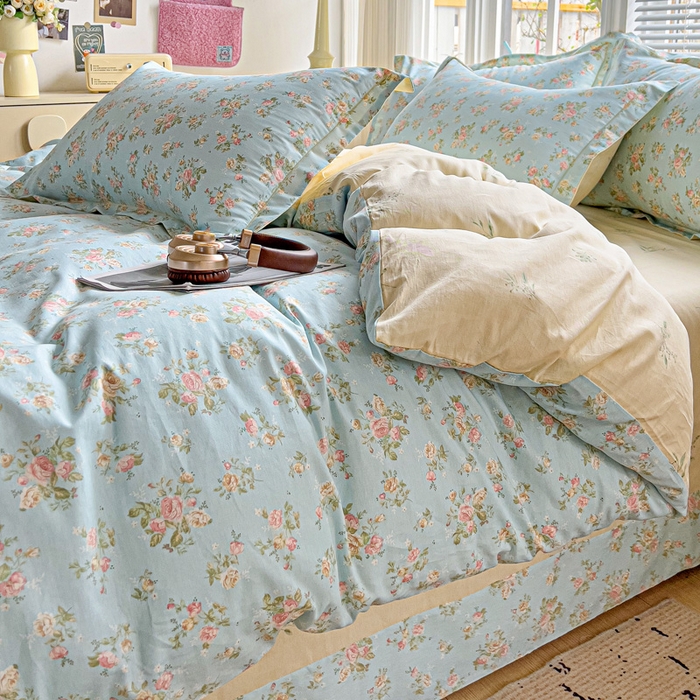 91家纺网 家纺一手货源 找家纺 暖芯优选 2025新款全棉纯棉一字绣四件套系列 素雅花香