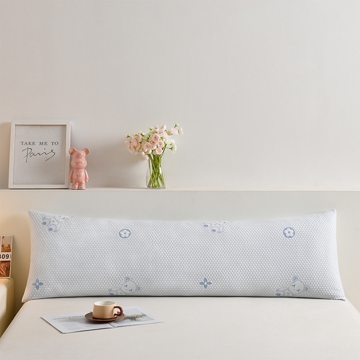 91家纺网 家纺一手货源 找家纺 艾兜坊 2025新款凉豆豆双人枕套 极简小熊-蓝