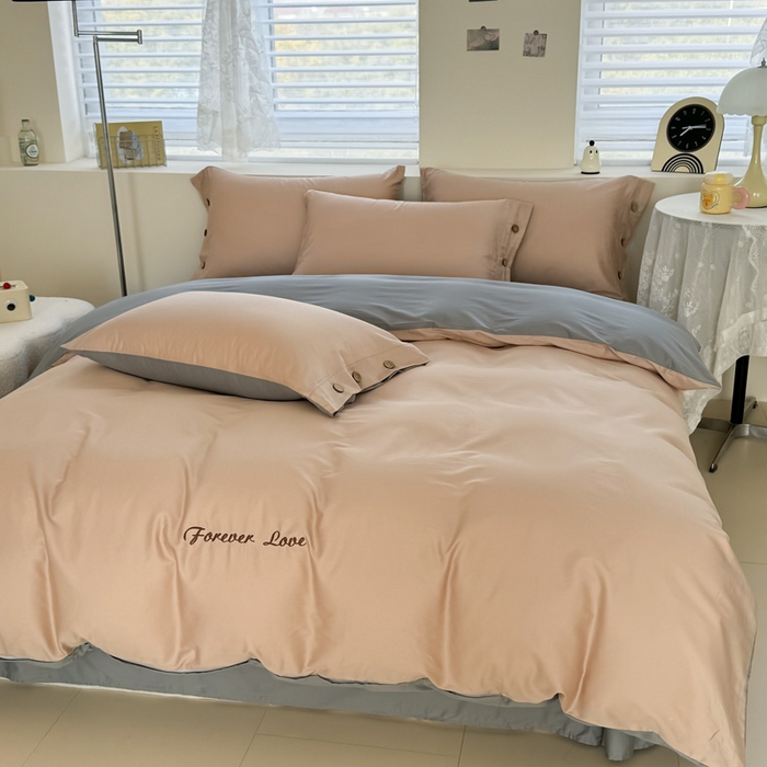 91家纺网 家纺一手货源 找家纺 艾迪尚家纺 2025新款A类纯色双拼长绒棉纯棉刺绣系列单品被套 被套单件（有单品 可定制） 杏灰双韵