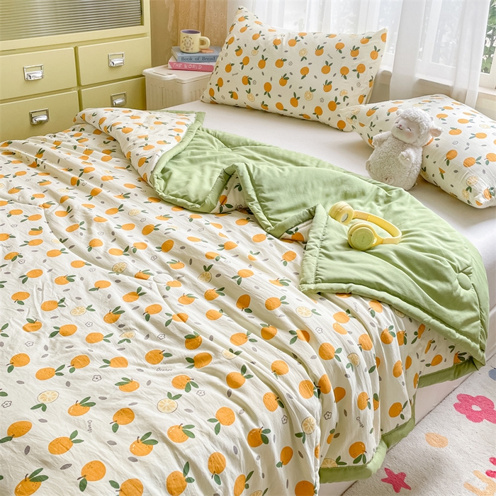 91家纺网 家纺一手货源 找家纺 美澳家纺 2025新款水洗棉印花夏被夏凉被空调被 小橘子