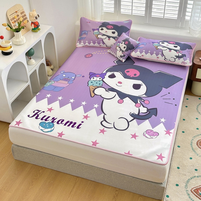 91家纺网 家纺一手货源 找家纺 ds生活馆 2025新款大版卡通牛奶丝凉席冰激凌库洛米