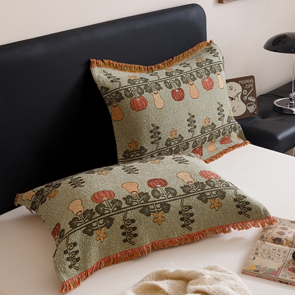 麻依2025新款色织提花流苏枕巾 绵绵向上