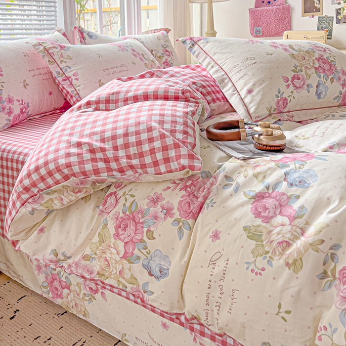 91家纺网 家纺一手货源 找家纺 暖芯优选 2025新款全棉纯棉一字绣四件套系列 花梦初