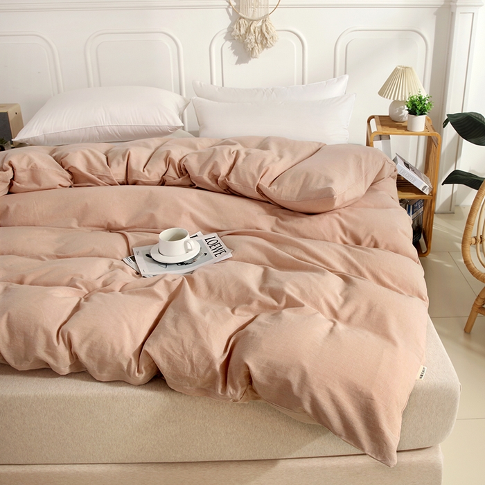 91家纺网 家纺一手货源 找家纺 恋之语 2025新款全棉纯棉色织被套单品单被套被套单件 米驼青年