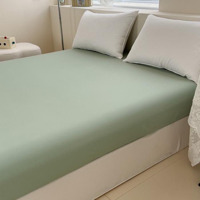 91家纺网 家纺一手货源 找家纺 艾迪尚家纺 2025新款A类纯色双拼长绒棉纯棉刺绣系列单品床笠 床笠单件（有单品 可定制） 黄芽翠眠