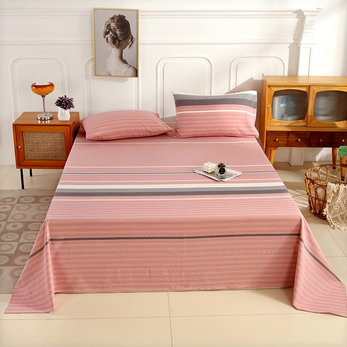 91家纺网 家纺一手货源 找家纺 恋之语家纺 2025新款全棉纯棉色织床单单品单床单床单单件 丽人粉