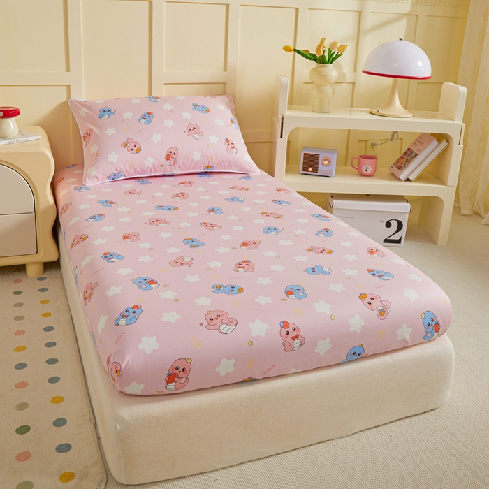 91家纺网 家纺一手货源 找家纺 ds生活馆 2025新款儿童纯棉精梳棉系列单床笠 水果恐龙