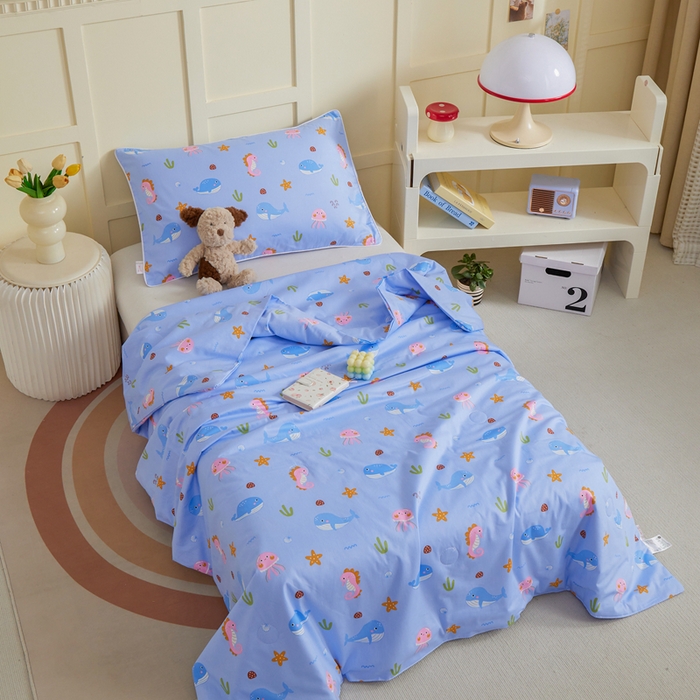 91家纺网 家纺一手货源 找家纺 ds生活馆 2025新款儿童学生纯棉精梳棉系列单夏被 海底世界