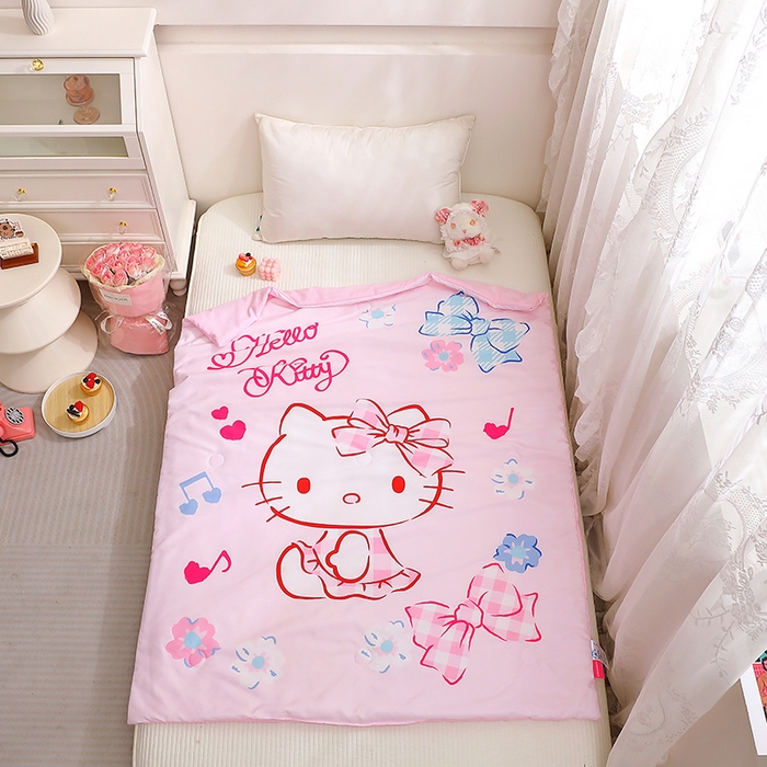 91家纺网 家纺一手货源 找家纺 2025新款三丽鸥正版授权库洛米儿童大版夏被夏凉被凉感天丝空调被夏凉被幼儿园午睡凉席夏被三件套 KT-甜心宝贝