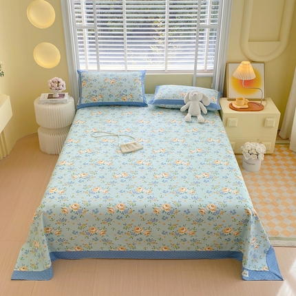 91家纺网 家纺一手货源 找家纺 （总）春皖家纺 2025新款A类全棉简约老粗纱布四件套风格一-工艺款单床单