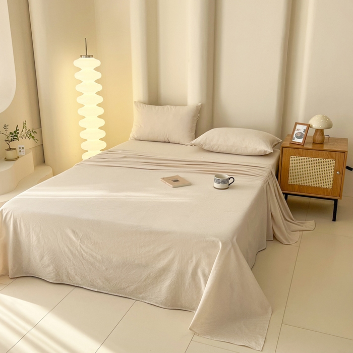 91家纺网 家纺一手货源 找家纺 恋之语家纺 2025新款全棉纯棉色织床单单品单床单床单单件 条纹咖