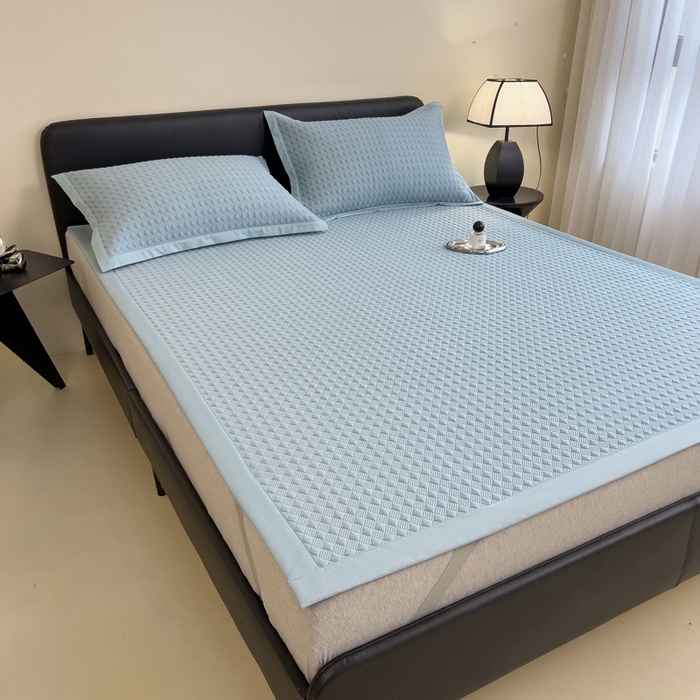 91家纺网 家纺一手货源 找家纺 （总）席世家 2025新款凉感席冰豆豆席子三套件凉席床笠