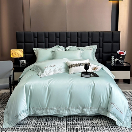 家居1号家纺 2025新款全工艺长绒棉四件套 米兰-水绿