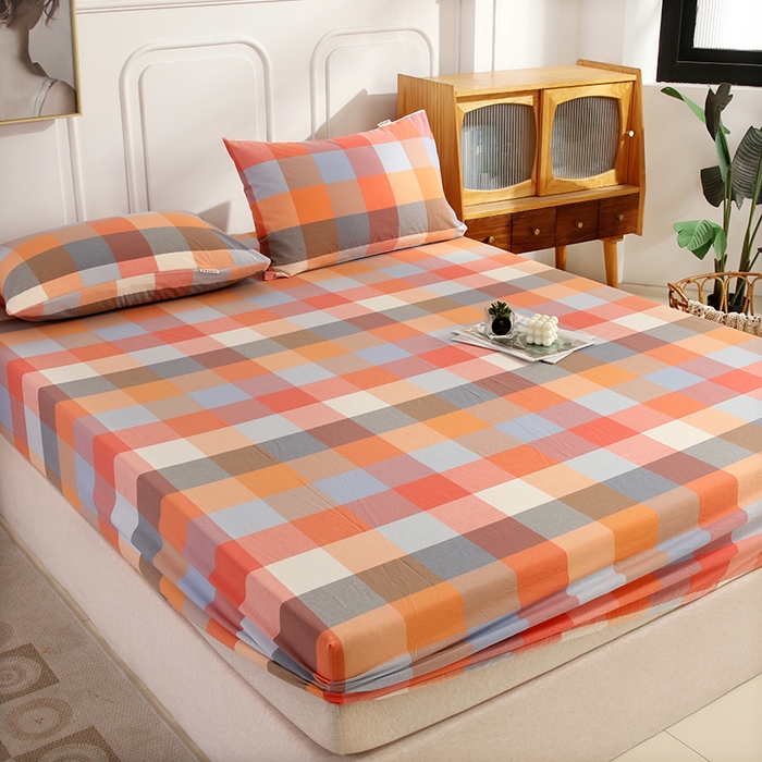 91家纺网 家纺一手货源 找家纺 恋之语 2025新款全棉纯棉色织床笠单品单床笠床笠单件 爱玛橙