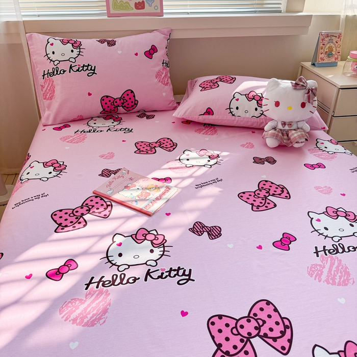 91家纺网 家纺一手货源 找家纺 呗旺鹿 2025新款正版三丽鸥全棉13372单品床单 开心凯蒂