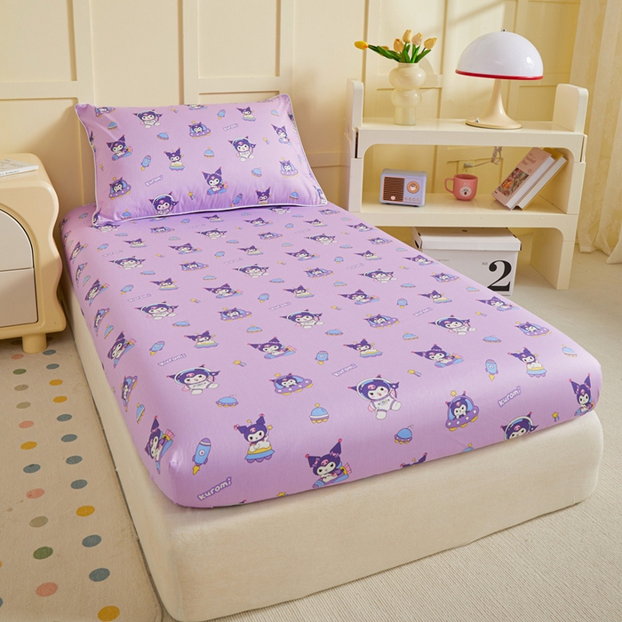 91家纺网 家纺一手货源 找家纺 ds生活馆 2025新款儿童纯棉精梳棉系列单床笠 太空库洛米