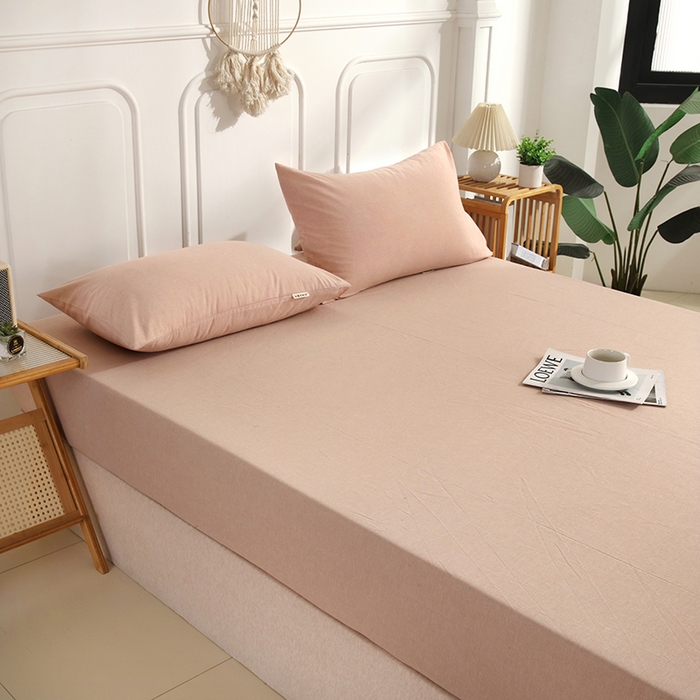 91家纺网 家纺一手货源 找家纺 恋之语 2025新款全棉纯棉色织床笠单品单床笠床笠单件 米驼青年