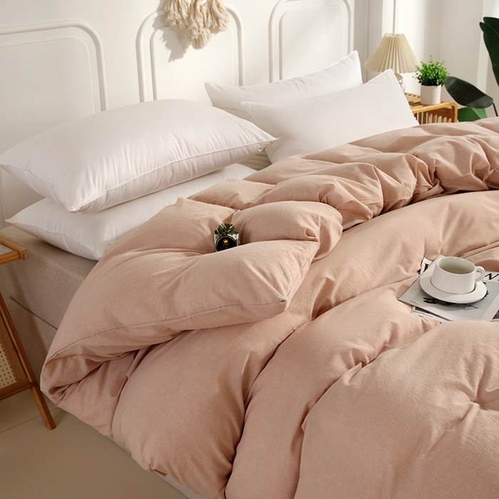 91家纺网 家纺一手货源 找家纺 恋之语 2025新款全棉纯棉色织被套单品单被套被套单件 米驼青年