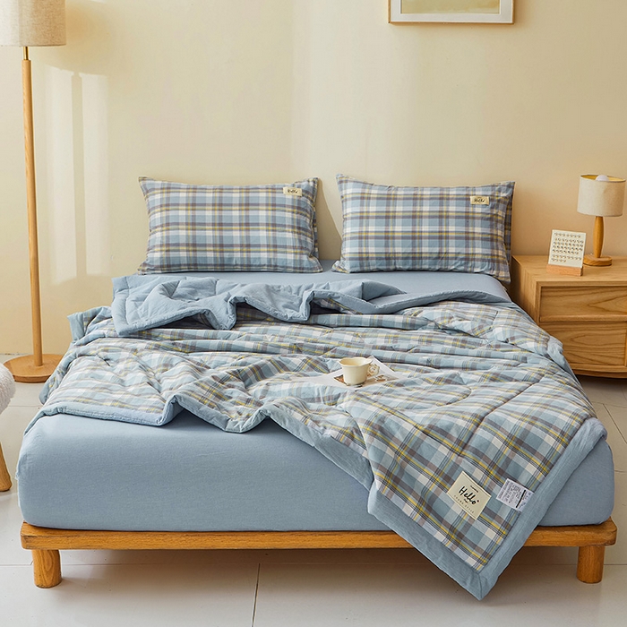 91家纺网 家纺一手货源 找家纺 恋人优选 2025新款纯棉色织水洗夏被 莫妮兰