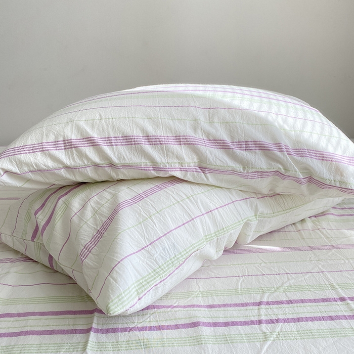 91家纺网 家纺一手货源 找家纺 艾咪-Amy ntmy 2025新款全棉纯棉色织水洗棉单品-平铺款 漫悠绿紫