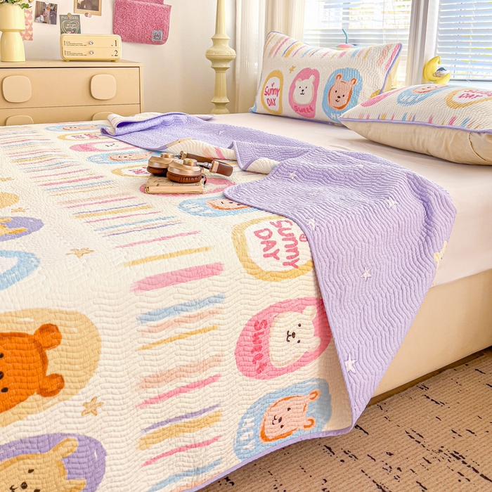 91家纺网 家纺一手货源 找家纺 羽爱家纺 2025全棉13372新疆棉花床盖三件套维尼日记