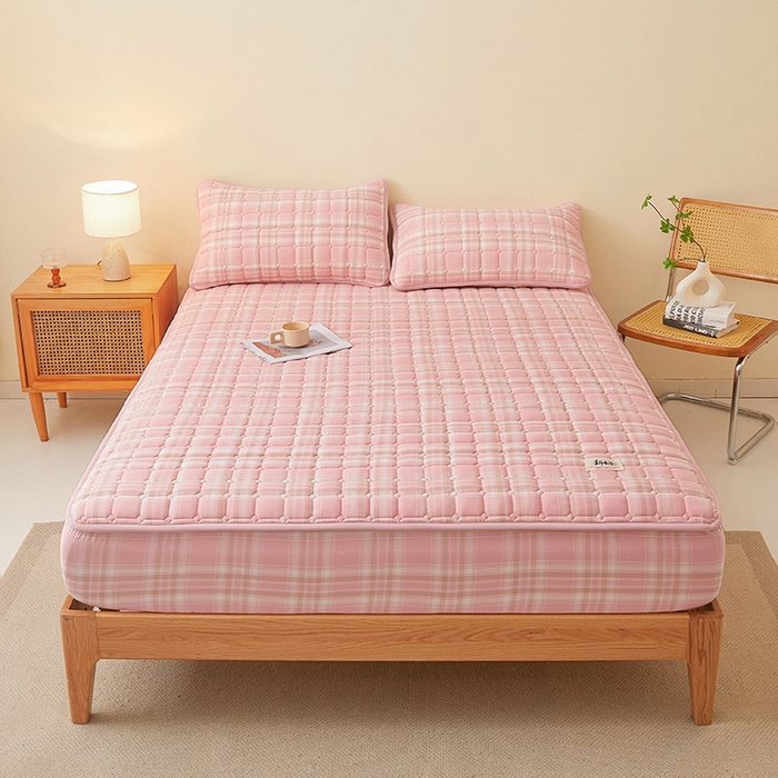 91家纺网 家纺一手货源 找家纺 喜居家纺2025新款A类水洗棉夹棉棉花床笠垫 棉-初见格