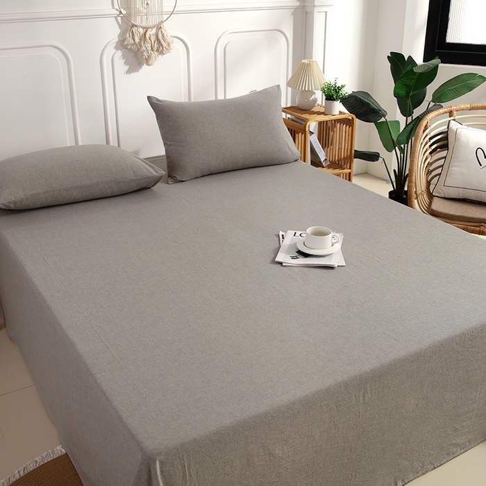 91家纺网 家纺一手货源 找家纺 恋之语家纺 2025新款全棉纯棉色织床单单品单床单床单单件 冰山灰